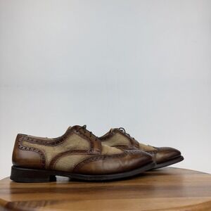 Mens Magnanni Artea Spectator Wingtip Brown Burnished Leather Brogues Size 9 M